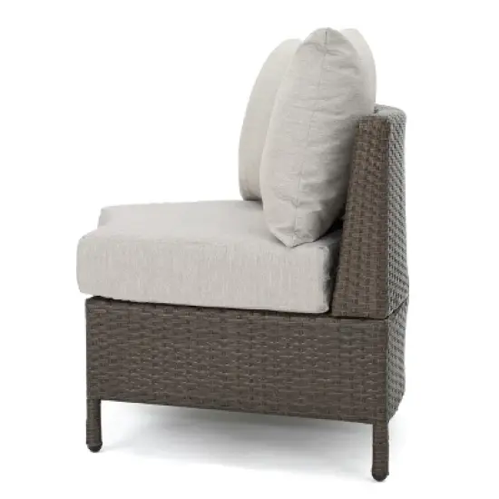 Christopher Knight Home Harper Outdoor Wicker 4 Seater Semi-Circle Sectional Sofa Set with Water-Resistant Cushions image {6}