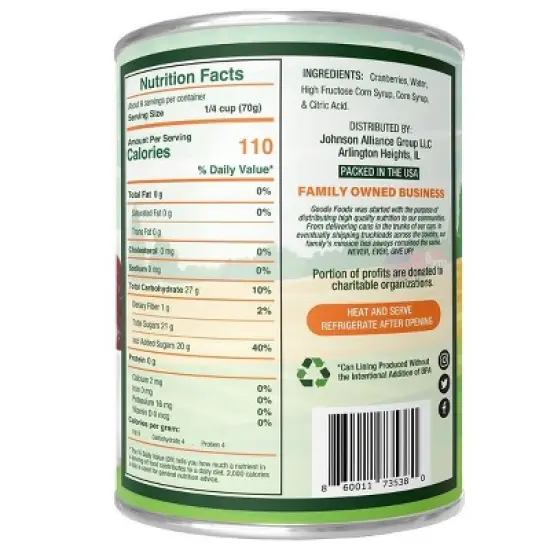 Goode Foods Cranberry Jellied Sauce - 14oz image {1}