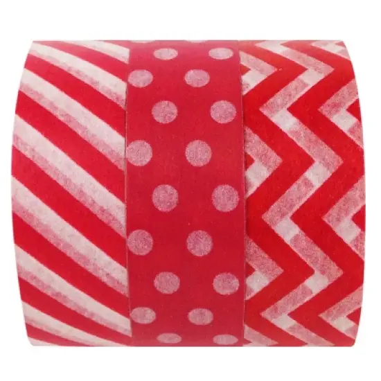 Wrapables Ravishing Red Japanese Washi Masking Tape (Set of 3) image {3}