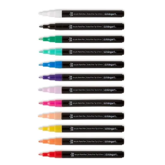 KINGART Pro Paint Pens Extra Fine Tip, 12 Colors image {2}