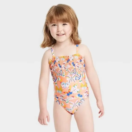 Toddler Girls' Butterfly One Piece Swimsuit - Cat & Jack&trade; Orange image {3}