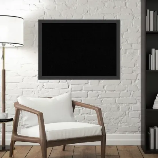 Amanti Art Cork Board Wood Framed Mezzanotte Black Bulletin Board, Organization Board, Pin Board image {7}