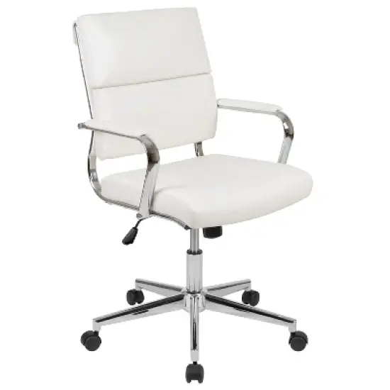 Merrick Lane Ergonomic Swivel Office Chair Panel Style Mid-Back Computer Desk Chair with Padded Metal Arms & Base image {15}
