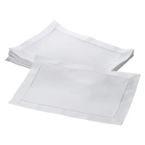 12pk 14"x20" Hemstitch Border Design Placemat White - Saro Lifestyle image {3}