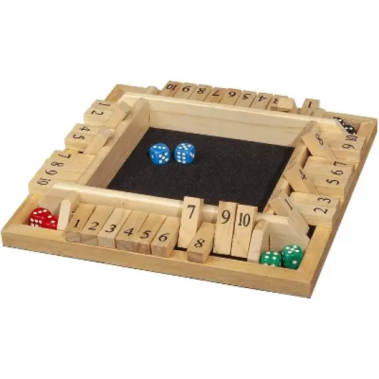 WE Games 4 Player Shut The Box Dice Board Game - Wood - Travel Size, for Family and Adult Game Night Play in Classroom, Home or Bar image {1}