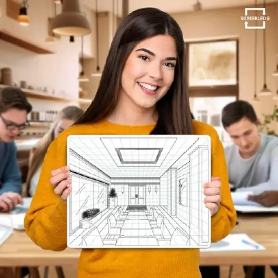 SCRIBBLEDO 1-Point Perspective 11"x14" Dry Erase Board &ndash; Reusable Drawing Whiteboard for Art Geometry Classroom & Student Practice image {3}