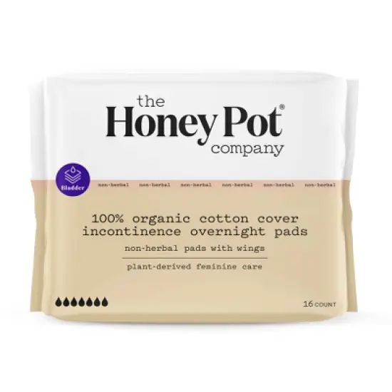 The Honey Pot Company, Non-Herbal Overnight Incontinence Pads with Wings, Organic Cotton Cover - 16ct image {7}
