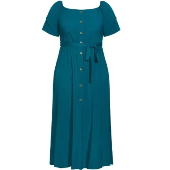 Women's Plus Size Tropical Tie Maxi Dress - harbor blue | CITY CHIC image {2}