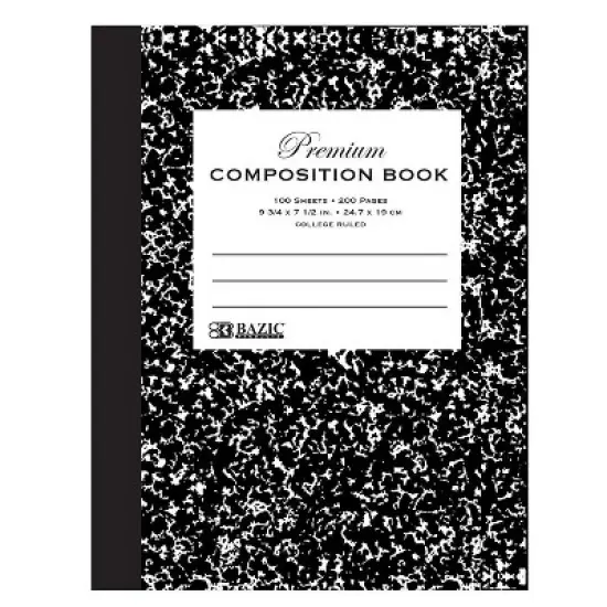 BAZIC Products&reg; Premium Composition Book, College Ruled, Black Marble, 100 Sheets, Pack of 6 image {1}
