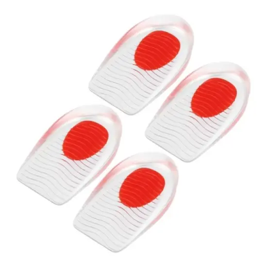 Unique Bargains Silicone Heel Support Cup Pads Orthotic Insole Plantar Care Heel Pads Ripple Pattern Size 33-39 4Pcs image {7}