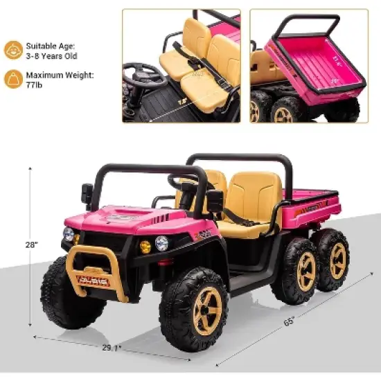 24V 2-Seater Kids Ride-On Dump Truck - Parent Remote Control, 4WD Power, Electric Dump Bed & Shovel, 6-Wheel Design for Ages 3+ image {3}