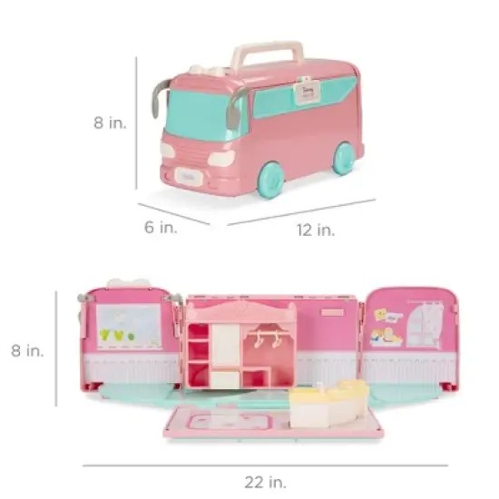 Best Choice Products Camper Van Playset Pretend Play Dollhouse Toy with 54 Accessories and Tiny Critters for Kids image {6}