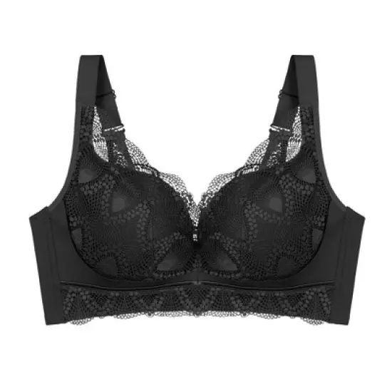 Agnes Orinda Women's Wirefree Comfortable Soft Push-Up Lace Trim Plunge Lingerie Bra image {6}