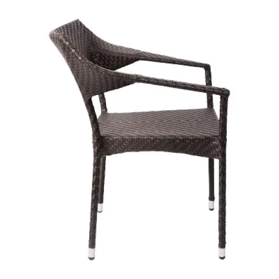 Emma and Oliver Modern All-Weather Patio Dining Chair with Fade and Weather Resistant PE Rattan and Reinforced Steel Frame image {9}