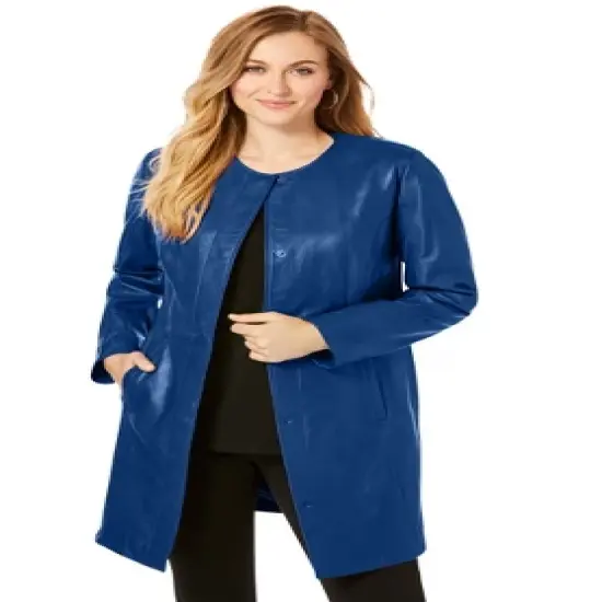 Jessica London Women&rsquo;s Plus Size Three-Quarter Leather Jacket image {3}