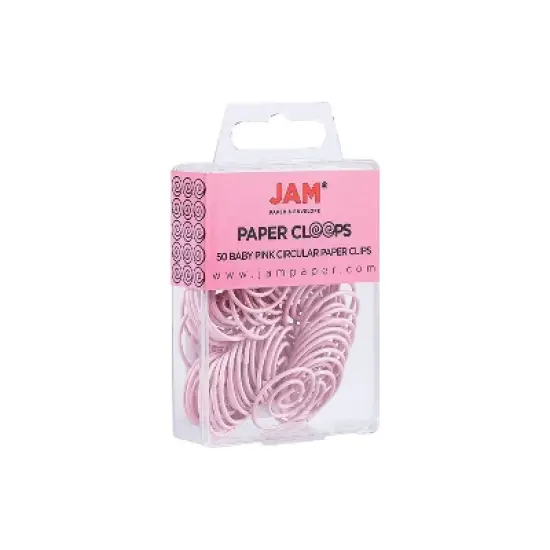 JAM Paper Colored Circular Paper Clips Round Paperclips Baby Pink 2187132B image {1}