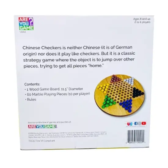AreYouGame.com Chinese Checkers Board Game: Strategy Game for 2-6 Players, Includes Marbles & Instructions image {2}