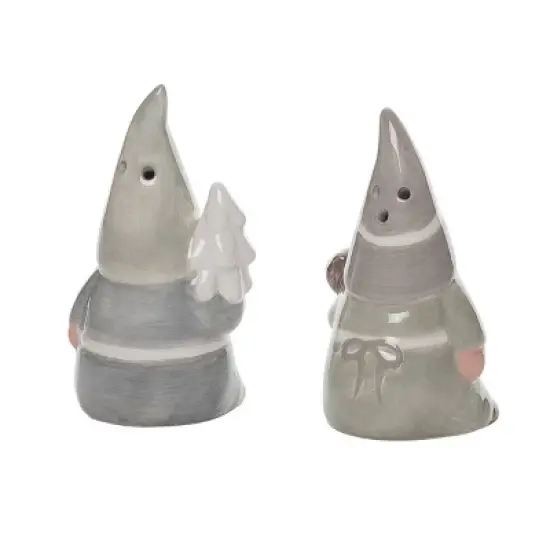 Transpac Dolomite Gray Christmas Birch Gnome Salt and Pepper Shakers Set of 2 Perfect for Holiday Decor image {2}