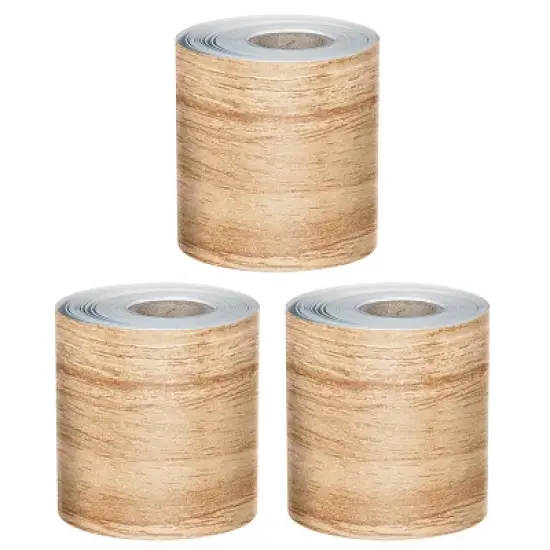 Carson Dellosa Education Grow Together Light Wood Grain Rolled Straight Bulletin Board Borders, 65 Feet Per Roll, Pack of 3 image {5}