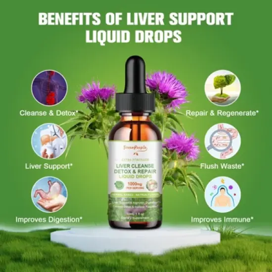 GreenPeople Liver Cleanse Detox Drops - with Milk Thistle Silymarin, Artichoke & Dandelion - 16x Potent Herb Nutrients - 1 Fl.Oz image {7}