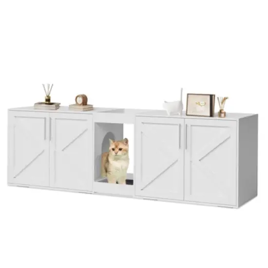 Cat Litter Box Enclosure,Hidden Litter Box Furniture for 2 Cats image {1}