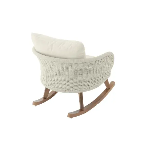 Christopher Knight Home Hattie Patio Contemporary Rattan and Acacia Wood Rocking Chair with Cushion image {6}