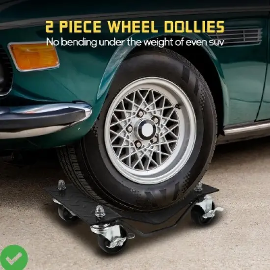 Heavy-Duty Steel Car Wheel Dolly Set of 2/4 4000lbs/8000LBS Capacity Anti-Skid Tire Skates with 360&deg; Swivel Casters image {3}