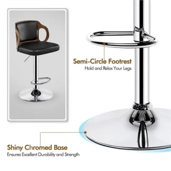 Yaheetech Bar Counter Stool Height Adjustable Faux Leather for Kitchen Counter Home Bar Pub image {6}