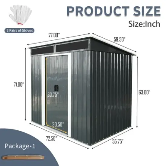 CAVINAS Multi-Functional Outdoor Garden Shed with Lockable Sliding Doors and Transparent plate image {1}