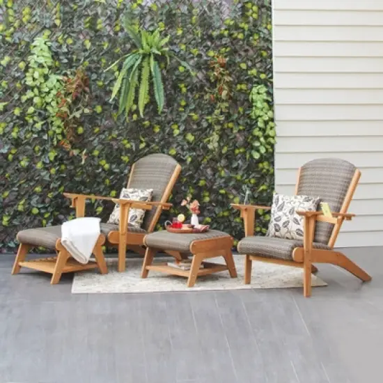 Auburn Upholstered Teak Outdoor Ottoman - Cambridge Casual: Weather-Resistant, Quick Dry Foam Cushion image {3}