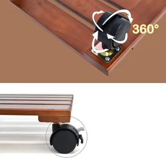 Alladinbox 2-Pack Wooden Plant Stand Caddy with Lockable Wheels Heavy Duty, image {1}