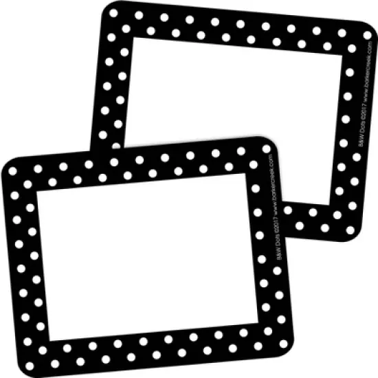 2pk 45ea Black & White Dots Self-Adhesive Name Tag Labels - Barker Creek: Teacher Supplies, Educational Teaching Aid image {3}
