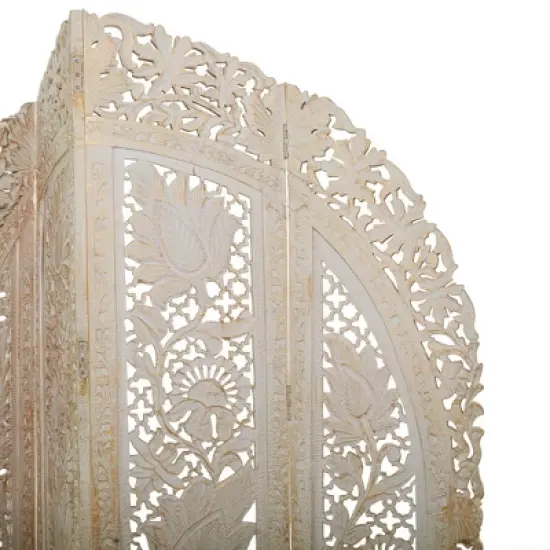Eclectic Wood Room Divider Screen White - Olivia & May image {24}