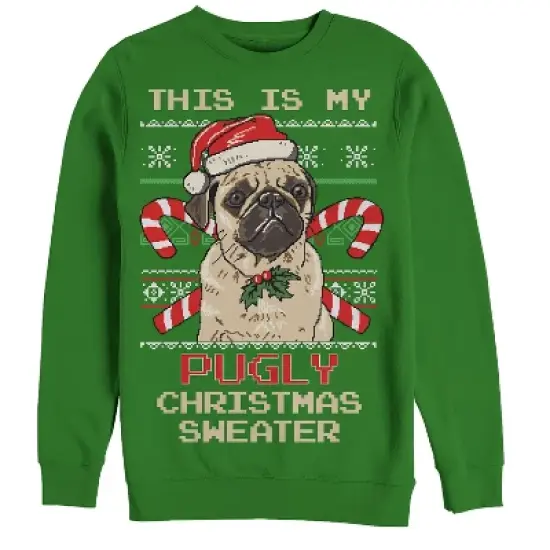 Men's Lost Gods Ugly Christmas Pug & Candy Canes Sweatshirt image {2}