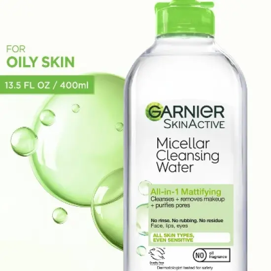 Garnier Mattifying Micellar Water Makeup Remover for Oily Skin - 13.5 fl oz image {2}
