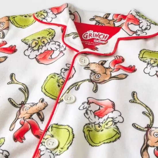 Toddler Dr. Seuss Grinch Christmas Coat Pajama Set - Cream image {2}