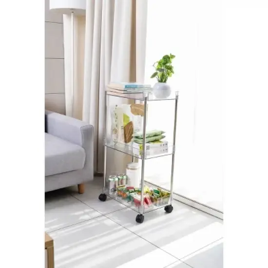 J&V TEXTILES Acrylic 3 Tier Kitchen Rack Chrome/Clear image {3}