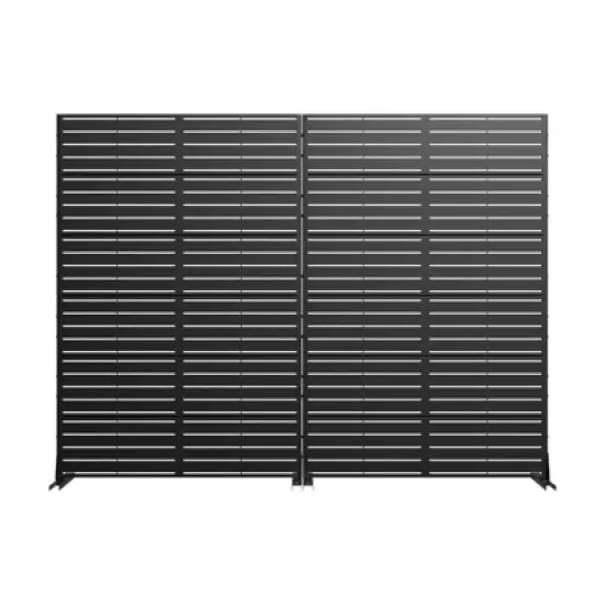 PexFix 72 in. x 94 in. Black Metal Freestanding Privacy Screen Garden Fence For Deck Patio Balcony Outdoor Privacy Panel Louvered Design image {8}