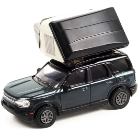 2021 Ford Bronco Sport Dark Gray & Black w/Modern Rooftop Tent "The Great Outdoors" Series 1 1/64 Diecast Model Car Greenlight image {1}
