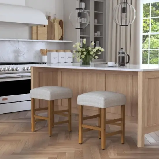 Square Mini Grid Pattern Counter Height Barstool Sage - HomePop image {4}