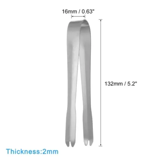 Unique Bargains 410 Stainless Steel Ice Tongs for Appetizers, Charcuterie, Dessert, Tea Party, Bar, Cafe Serving 5.2" Silver 3 Pcs image {1}