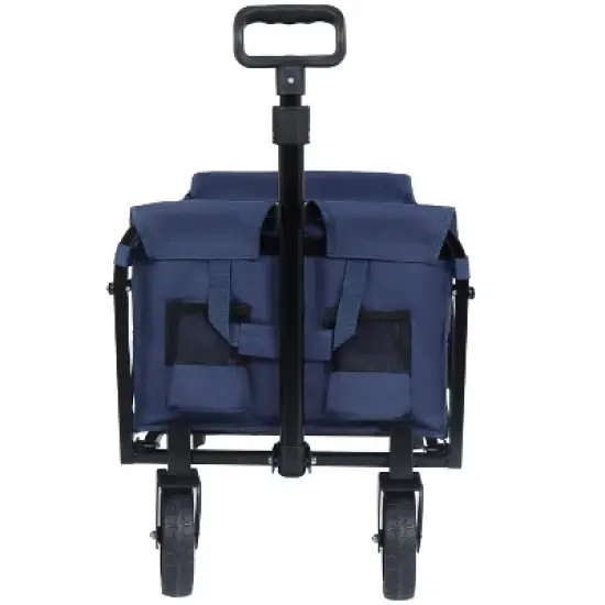 Expandable Dual-Layer Utility Wagon with 100% Extra Space - Grocery CartSupports 225lbs, Dark Blue image {2}