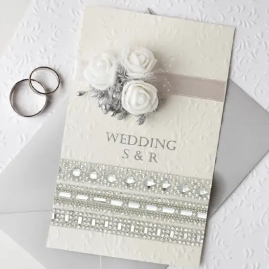 Wrapables 3 Yards Self Adhesive Crystal Rhinestone Ribbons, Diamond Bling Tape Strips Trim for DIY Crafts Wedding Party Decoration (3 Rolls), Silver image {4}