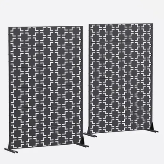 PexFix 72 in. H x 47 in. W Outdoor Metal Square Black Galvanized Panel Screen Garden Fence Brick Pattern Walls image {12}