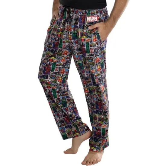 Marvel Comics Mens' Vintage Avengers Comic Book Page Pajama Pants Multi image {1}
