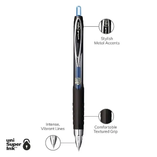 uni-ball 207 Retractable Gel Pens Ultra Micro Point Blue Ink 1027468 image {7}