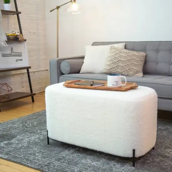 32" Modern Decorative Bench with Metal Base - WOVENBYRD image {10}