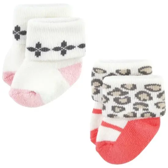 Luvable Friends Infant Girl Newborn and Baby Terry Socks, Leopard image {7}