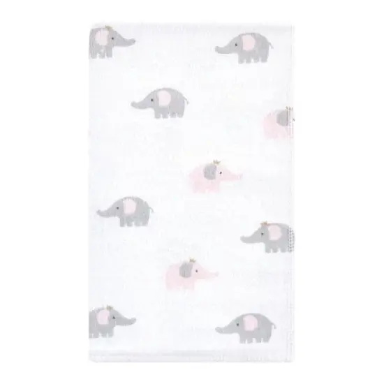 Hudson Baby Infant Girl Cotton Flannel Burp Cloths, Pink Gray Elephant, One Size image {2}