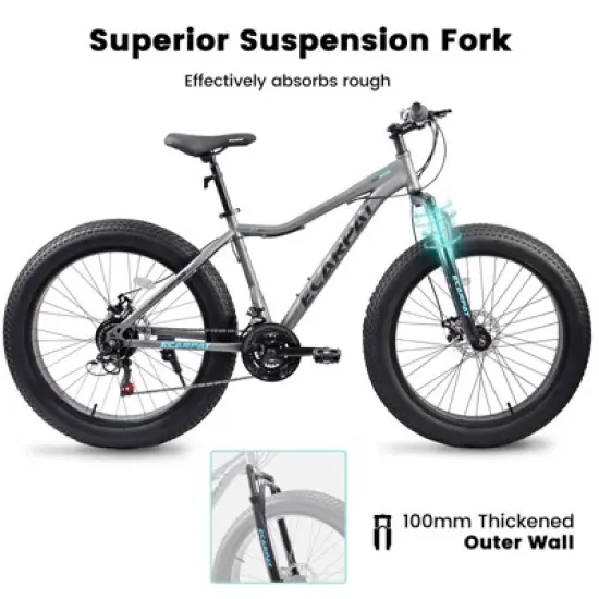 Aukfa 26 Inch Mountain Bike for Adults - 21 Speed, Front Suspension, Disc Brakes - All Terrain Bike for Men & Women image {2}